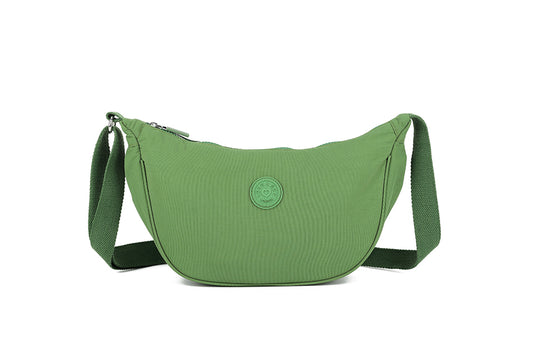 Mini Round Crossbody Bag - Soft Material, Crescent Moon Shape, Trendy Everyday Style - Green