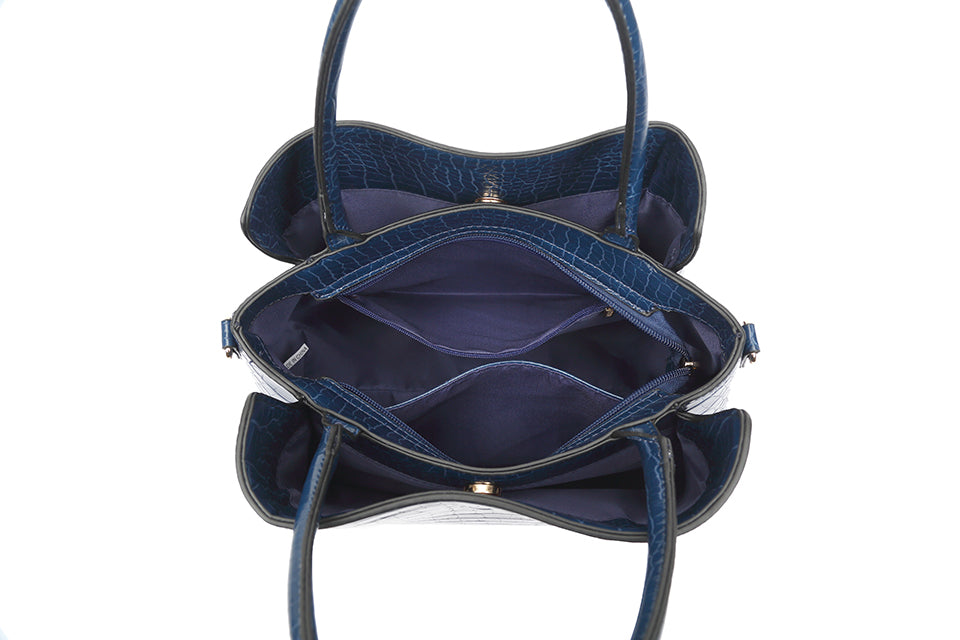 Black Mock Croc Medium Tote Bag