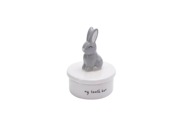 Ceramic Tooth Fairy Pot with Bunny Figurine