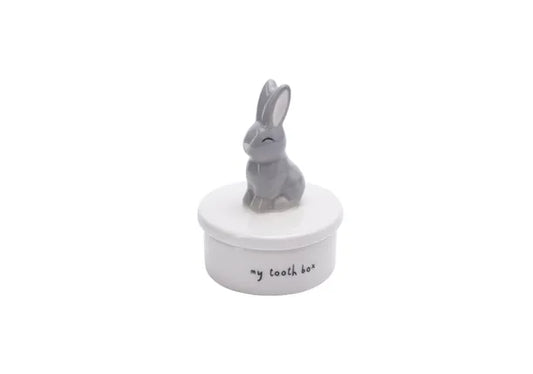 Ceramic Tooth Fairy Pot with Bunny Figurine