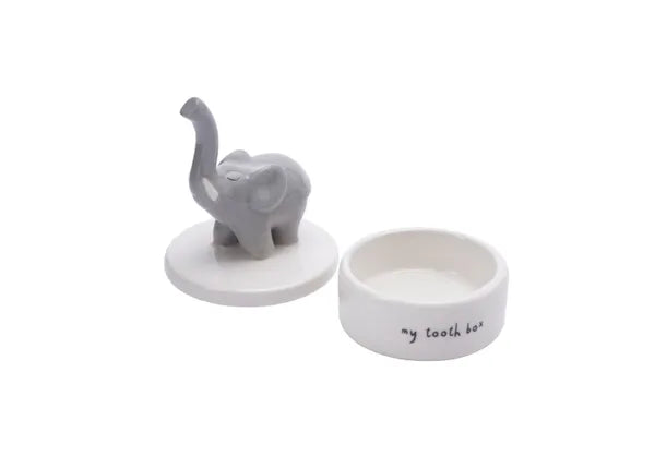 Ceramic Tooth Fairy Pot with Elephant Figurine