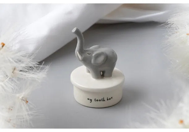 Ceramic Tooth Fairy Pot with Elephant Figurine