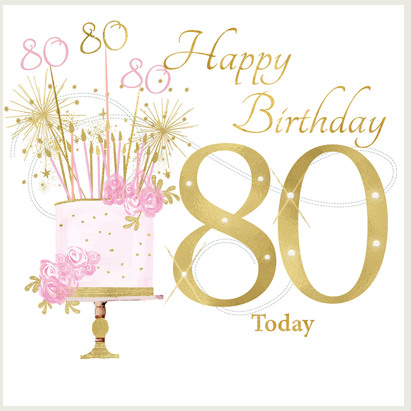 Age 80 Birthday Card - Pink