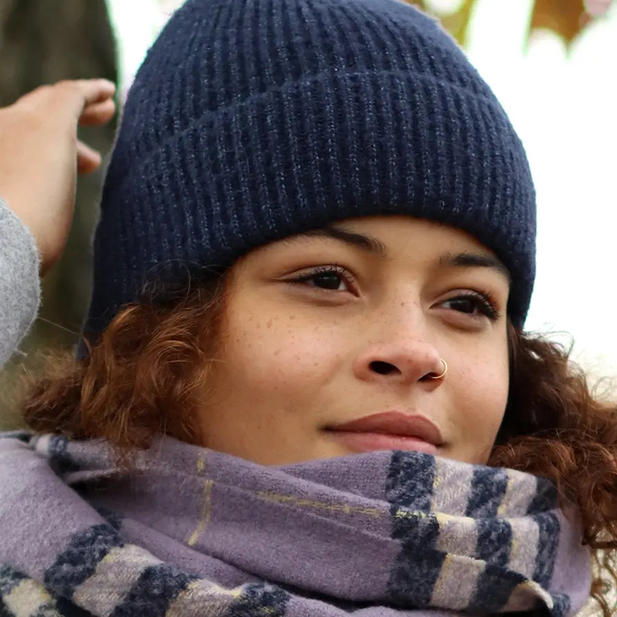 Navy Knit Beanie Hat – Supersoft & Cosy Winter Hat | Eco-Friendly Ribbed Design
