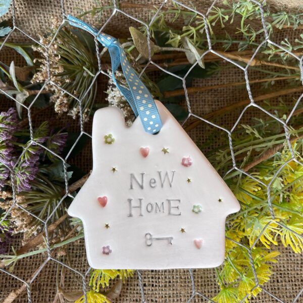 Handmade Hanging Ceramic Decoration with Thoughtful Message - New Home