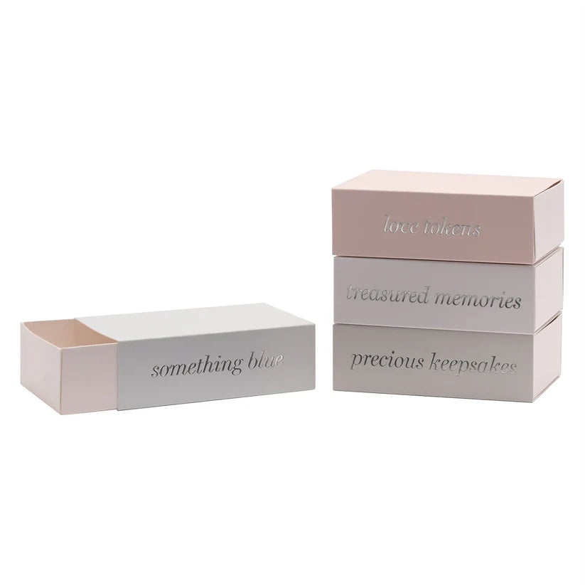 Our Wedding Keepsakes Memory Box – Grey Gift Set with Photo Album, Drawstring Bag & Storage Boxes