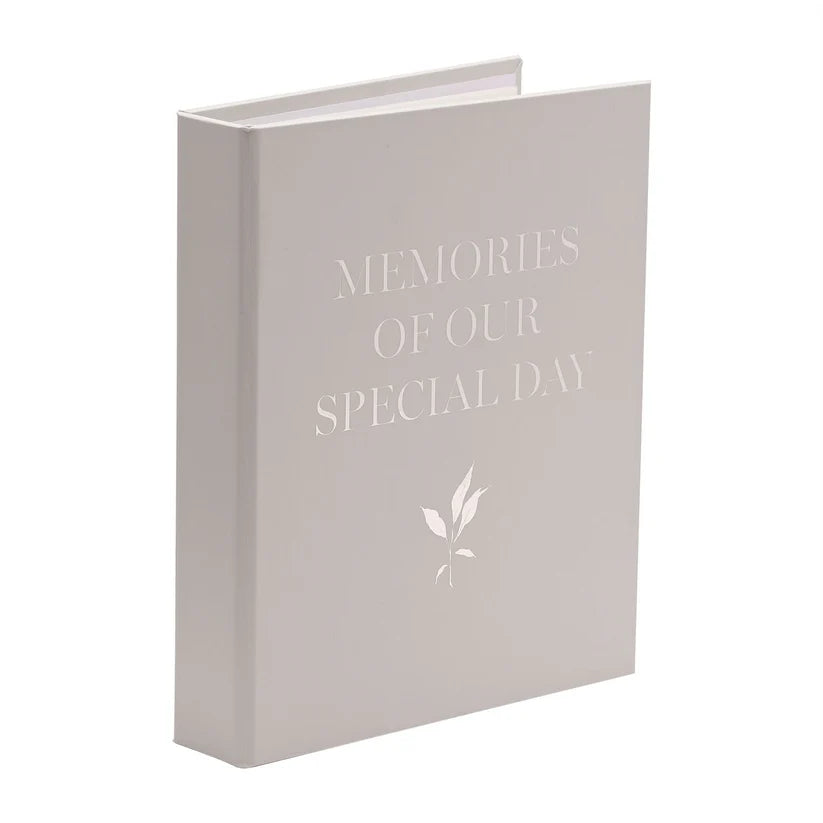 Our Wedding Keepsakes Memory Box – Grey Gift Set with Photo Album, Drawstring Bag & Storage Boxes