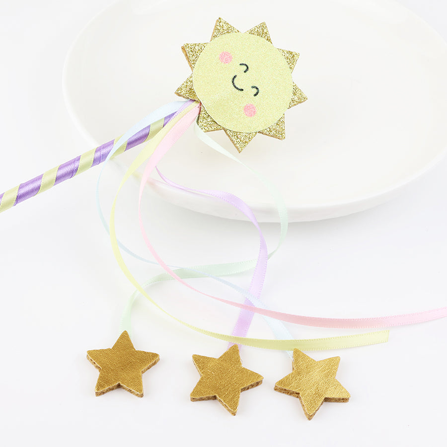 Over the rainbow - lilac stripe wand with happy sun and stars