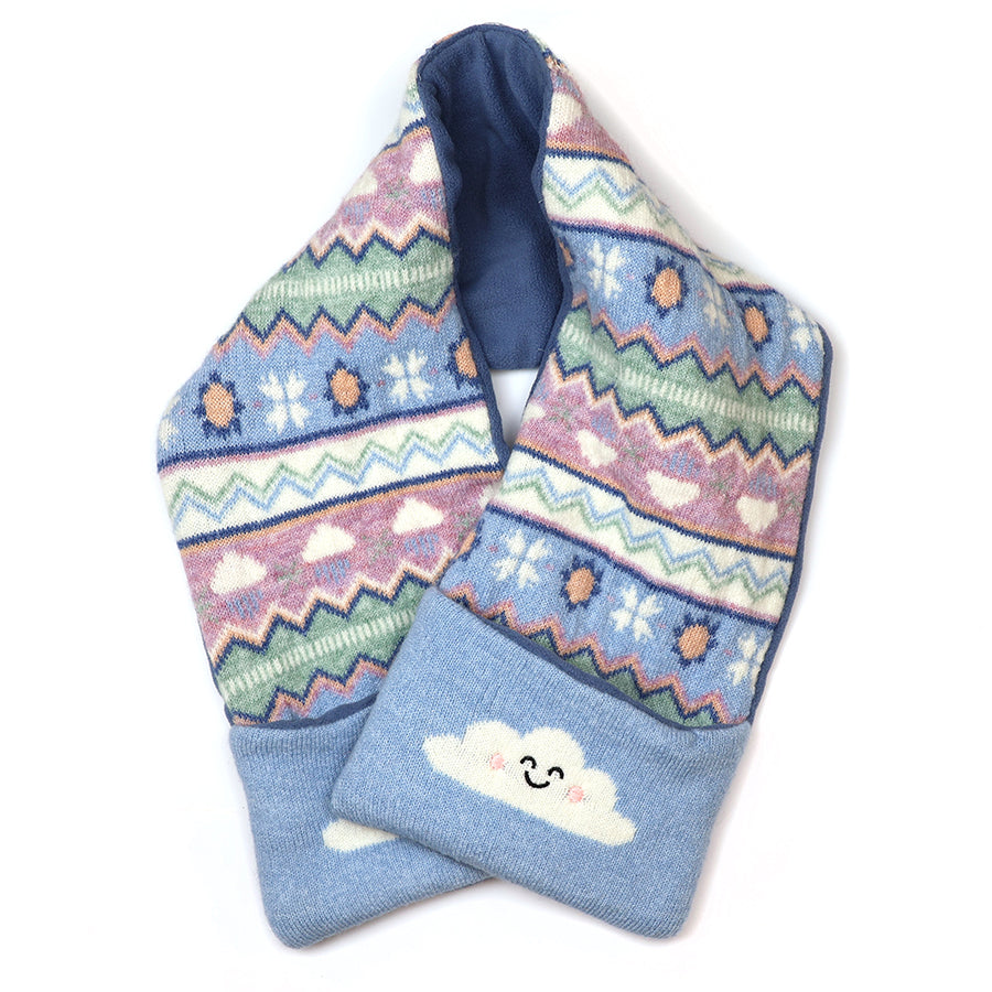 Over the rainbow - aurora blue pattern scarf with cloud pockets
