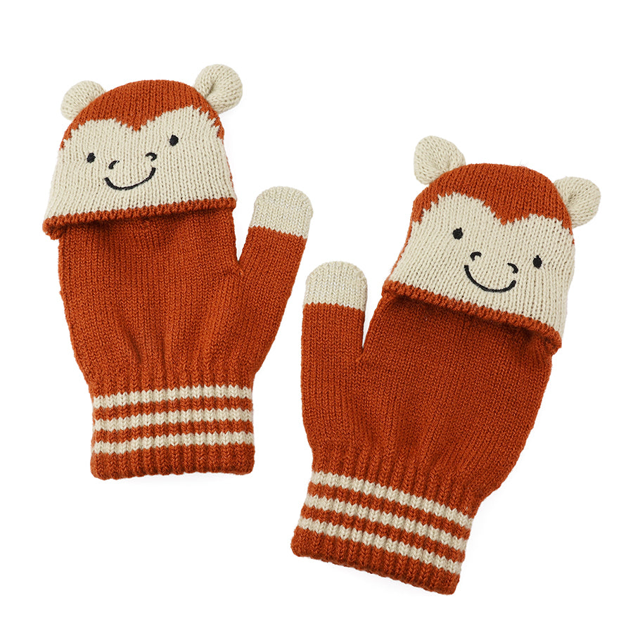 Little monkey - knitted monty monkey mitten to fingerless gloves