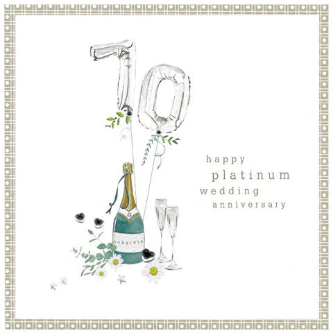 70th Platinum Wedding Anniversary Card - Cinnamon Aitch