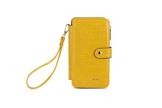 2-in-1 Phone Case & Wallet with Wrist Strap – Yellow