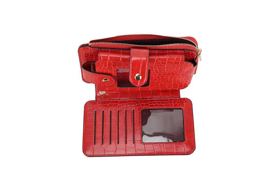 2-in-1 Phone Case & Wallet with Wrist Strap – Red