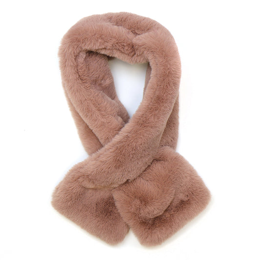 Powder Pink Faux Fur Pull Through Scarf