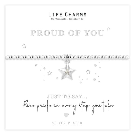 Proud Of You Silver Heart Beaded Bracelet - Life Charms Jewellery