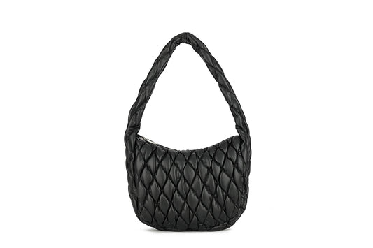 Quilted Puffy Tote Bag – Black