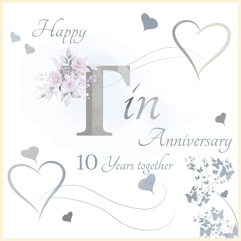 10th Tin Wedding Anniversary Card - Rush Design