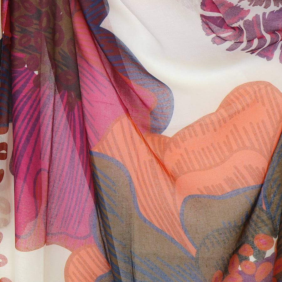Recycled Red Poppy Print Scarf – Eco-Friendly Oversized Floral Design