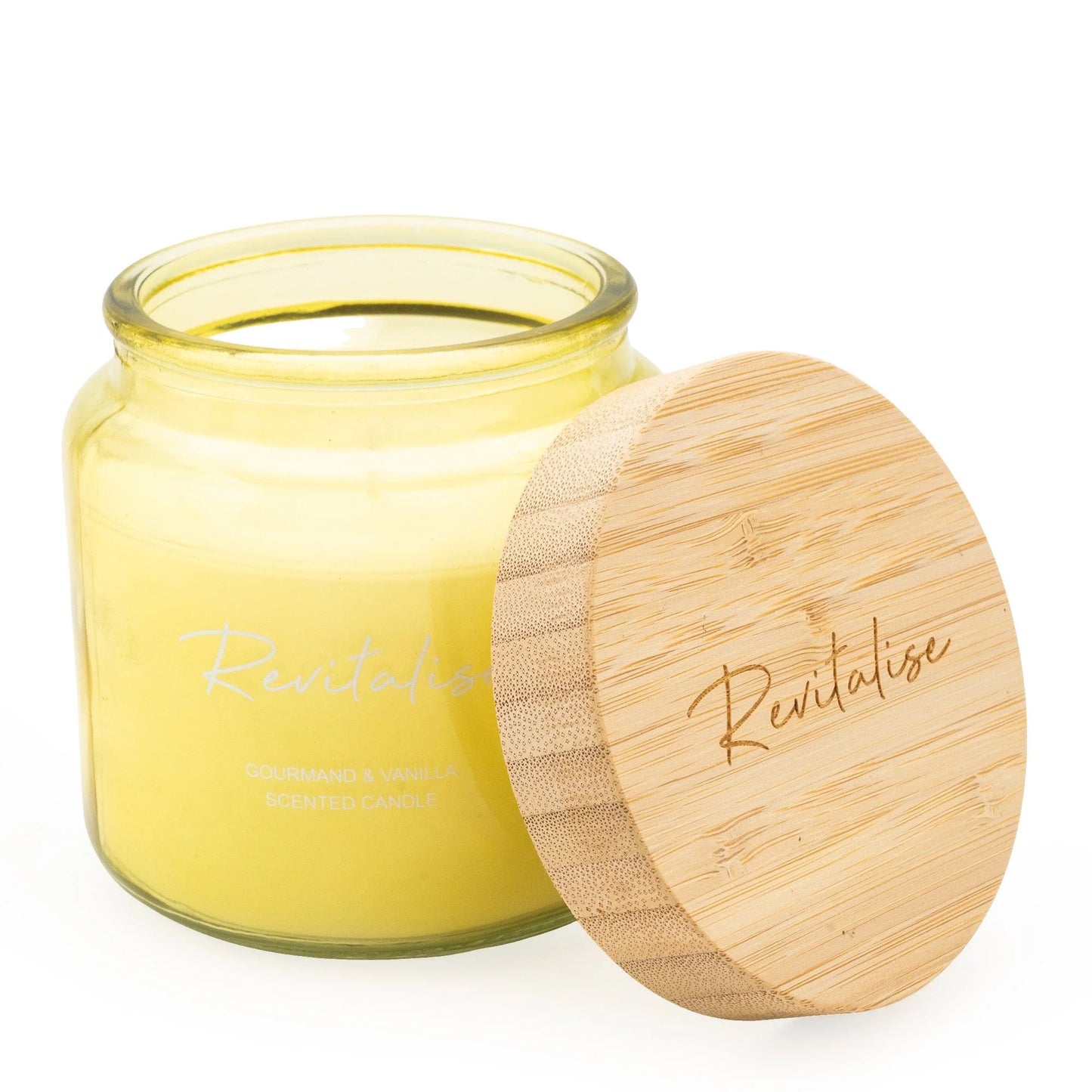Revitalise Large Candle – Yellow Aromatherapy Candle with Gourmand & Vanilla Scent