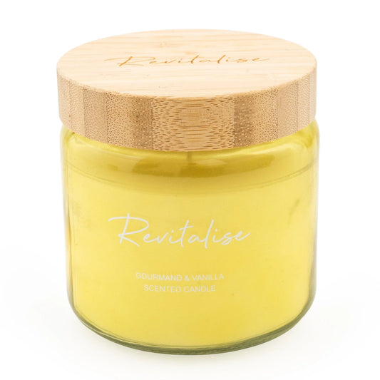 Revitalise Large Candle – Yellow Aromatherapy Candle with Gourmand & Vanilla Scent