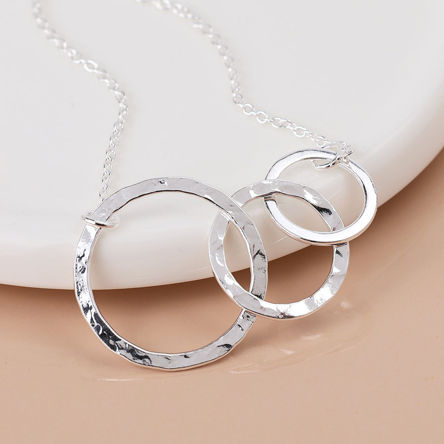 Sterling Silver Triple Linked Hoop Necklace