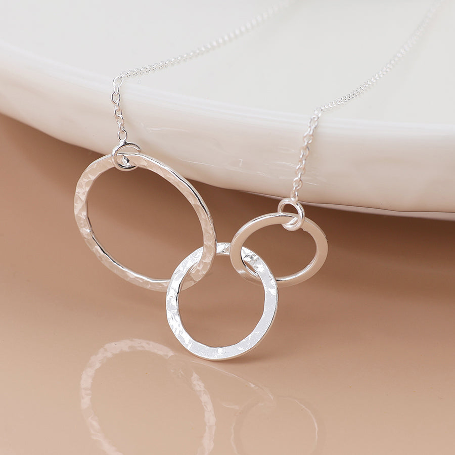 Sterling Silver Triple Linked Hoop Necklace