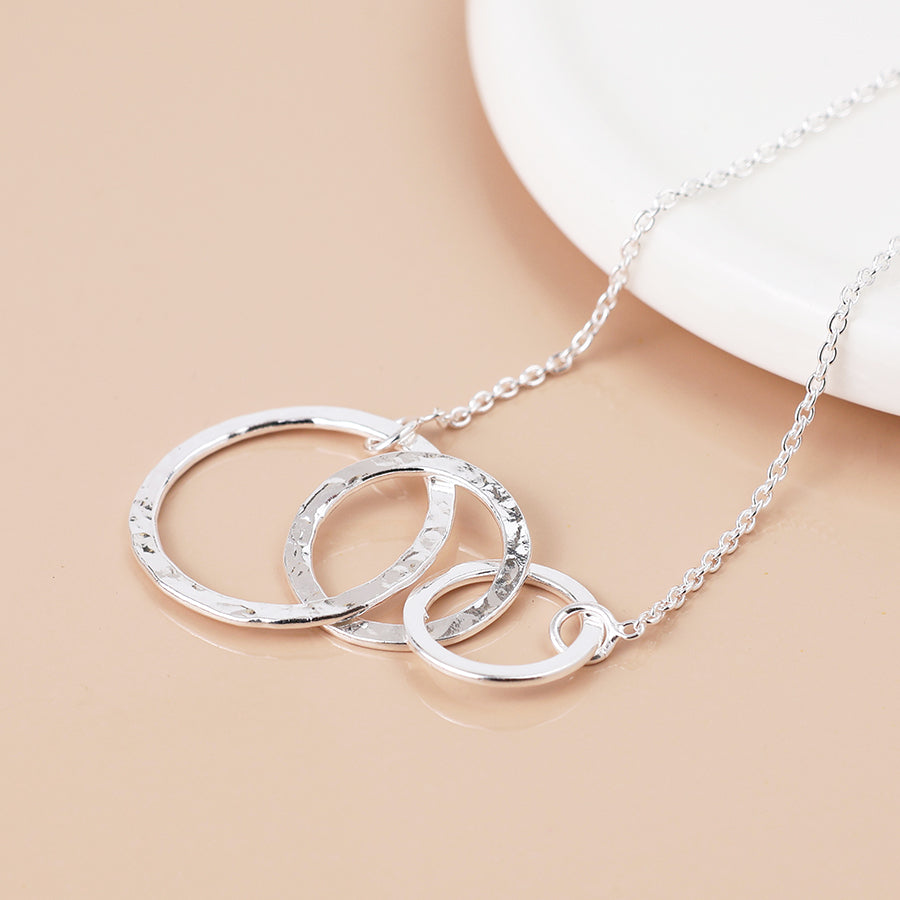 Sterling Silver Triple Linked Hoop Necklace