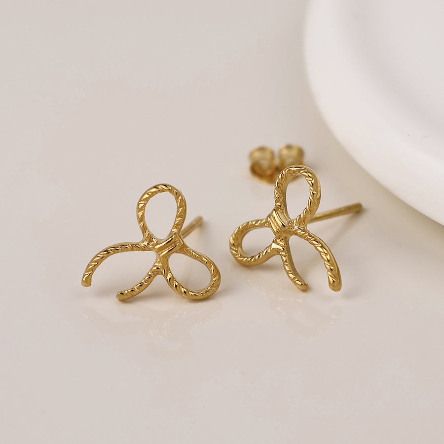 Sterling silver gold plated bow earrings