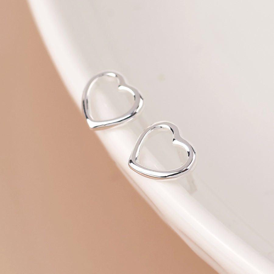 Sterling silver open heart earrings