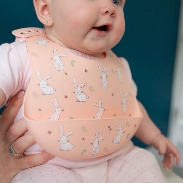 Ziggle Catch It Silicone Bib – Pink Bunnies