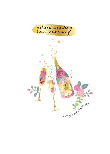50th Golden Wedding Anniversary Card - Pink Pig Cards