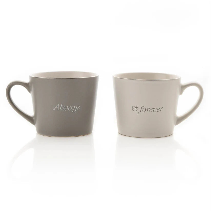 Set of 2 Grey & White Always & Forever Mugs