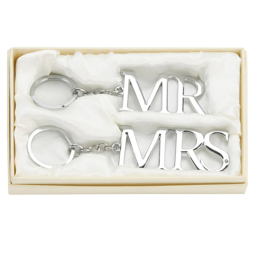 Silver Plated 'Mr & Mrs' Keyring Set