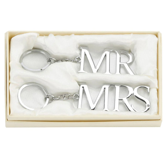 Silver Plated 'Mr & Mrs' Keyring Set