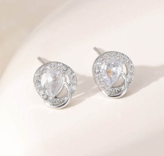 Silver Crystal Stud Earrings