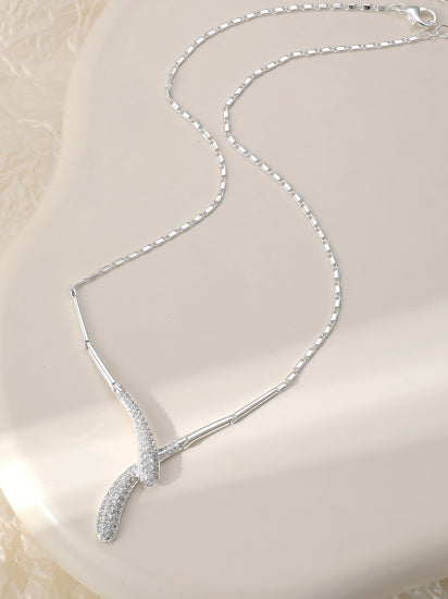 Silver Plated Drop Necklace with Crystal Embellishment