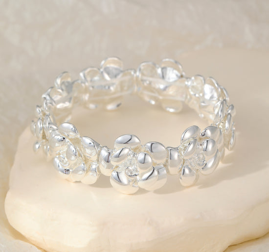 Silver Floral Stretch Bracelet