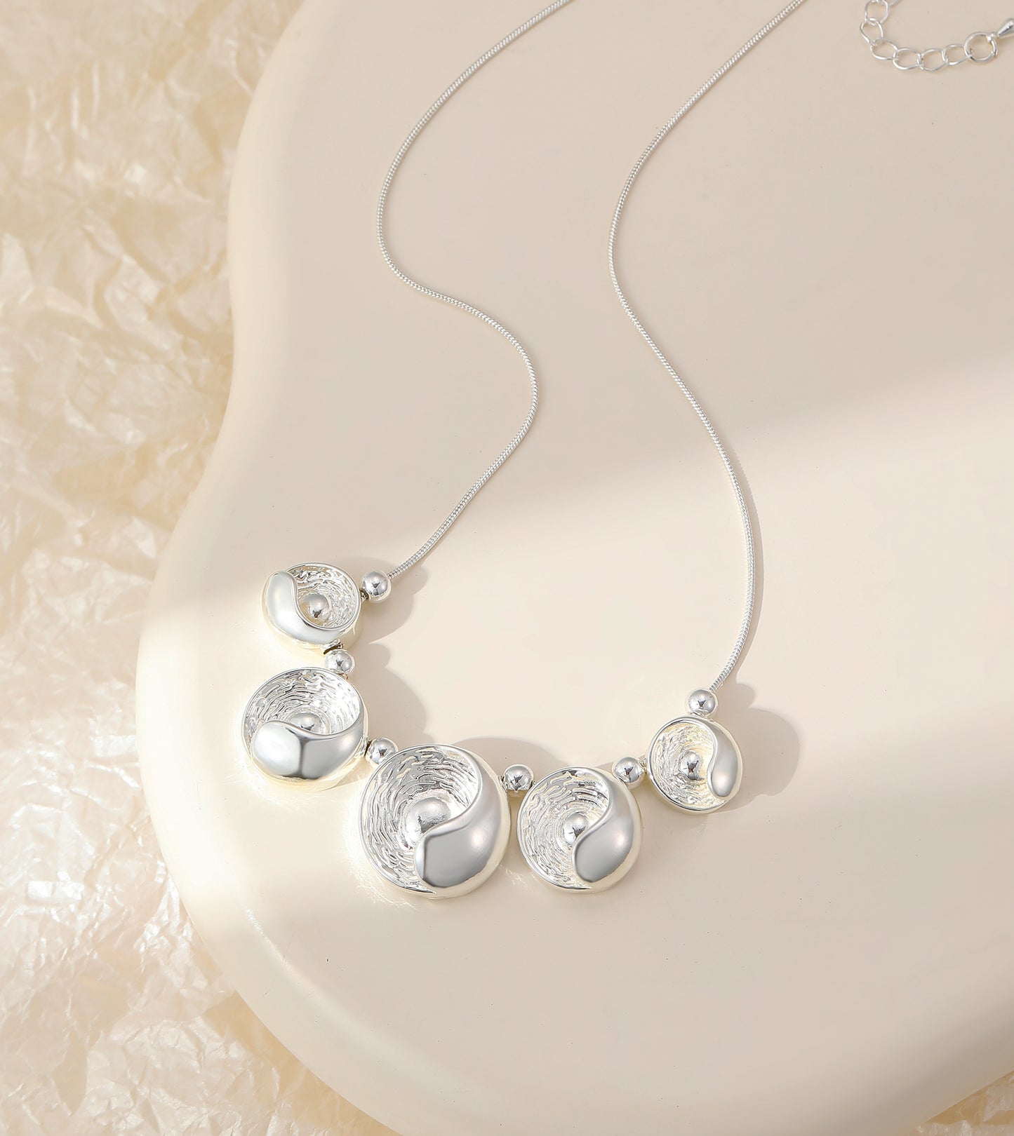 Silver Cicular Short Collar Necklace - Gracee Jewellery