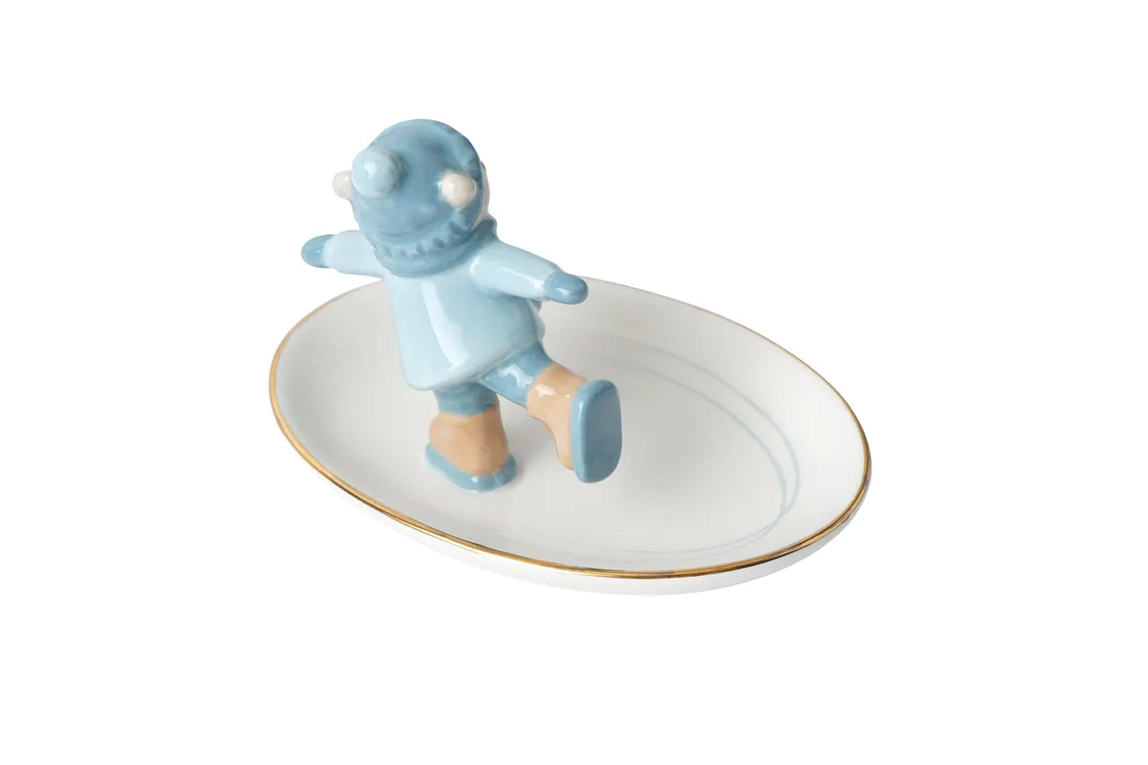 Skating Bear Ceramic Trinket Dish – Perfect for Rings & Jewellery
