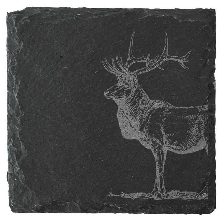 Handcrafted Slate Coasters Set – Custom Engraved Scottish Designs | Highland Cow, Stag, Scottish Terrier, Thistle