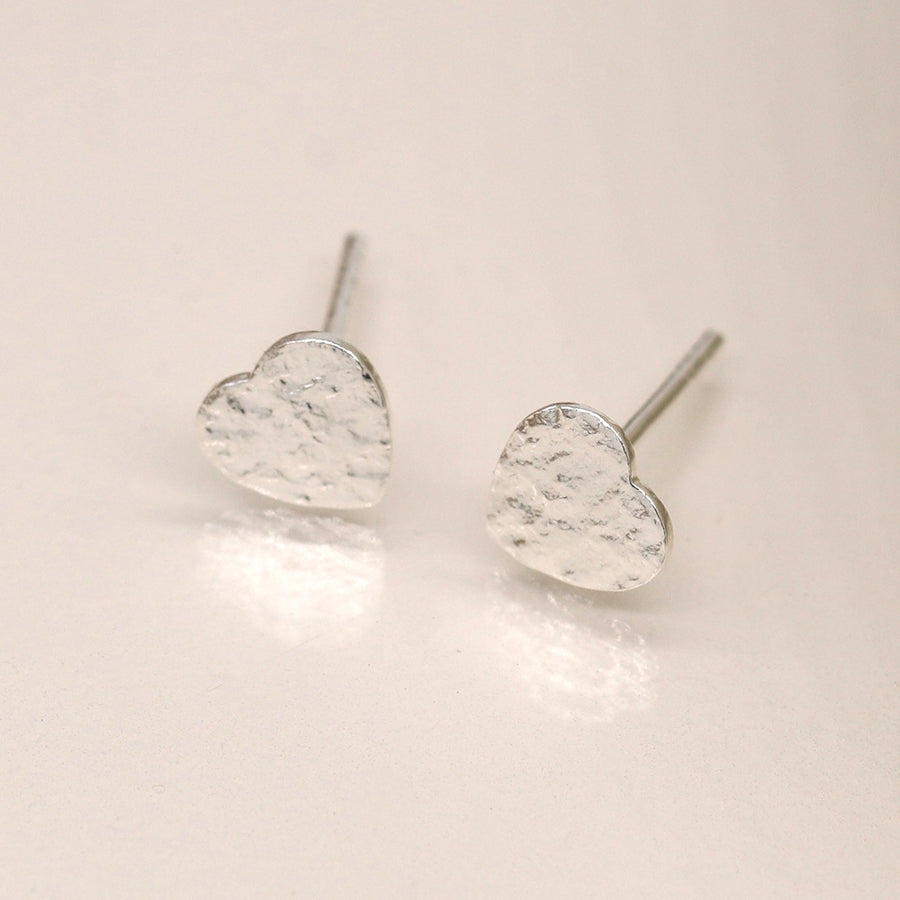 Sterling Silver Foil Texture Heart Stud Earrings