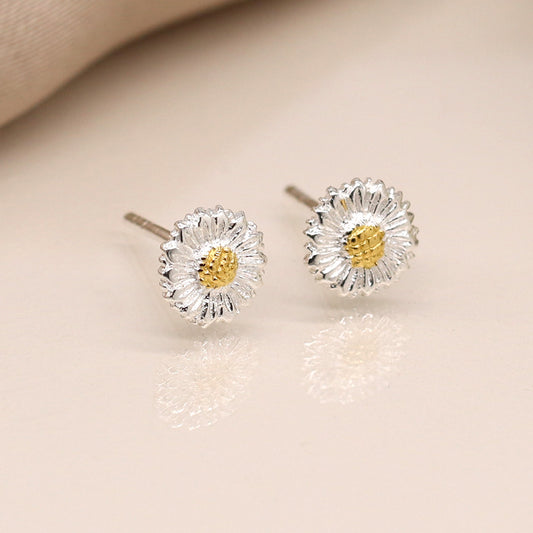 Sterling Silver Sunflower Stud Earrings
