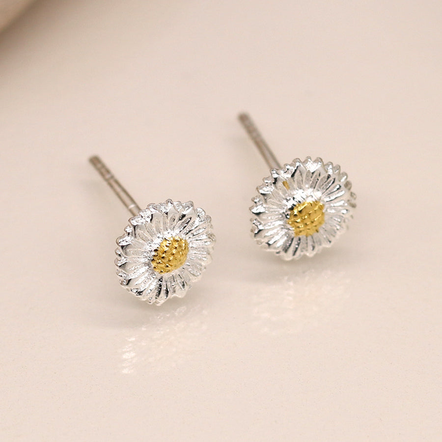 Sterling Silver Sunflower Stud Earrings