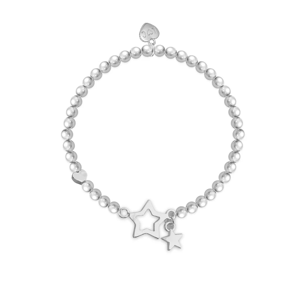 Superstar Silver Heart Beaded Bracelet - Life Charms Jewellery