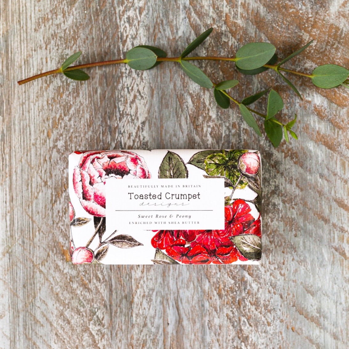Sweet Rose & Peony Shea Butter Soap – 190g, Vegan & Made in Britain