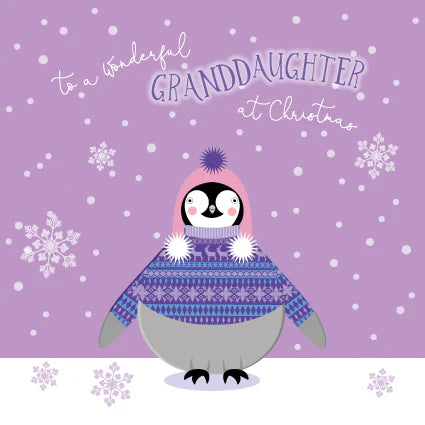 Granddaughter Christmas Card - Pink Pig Cards