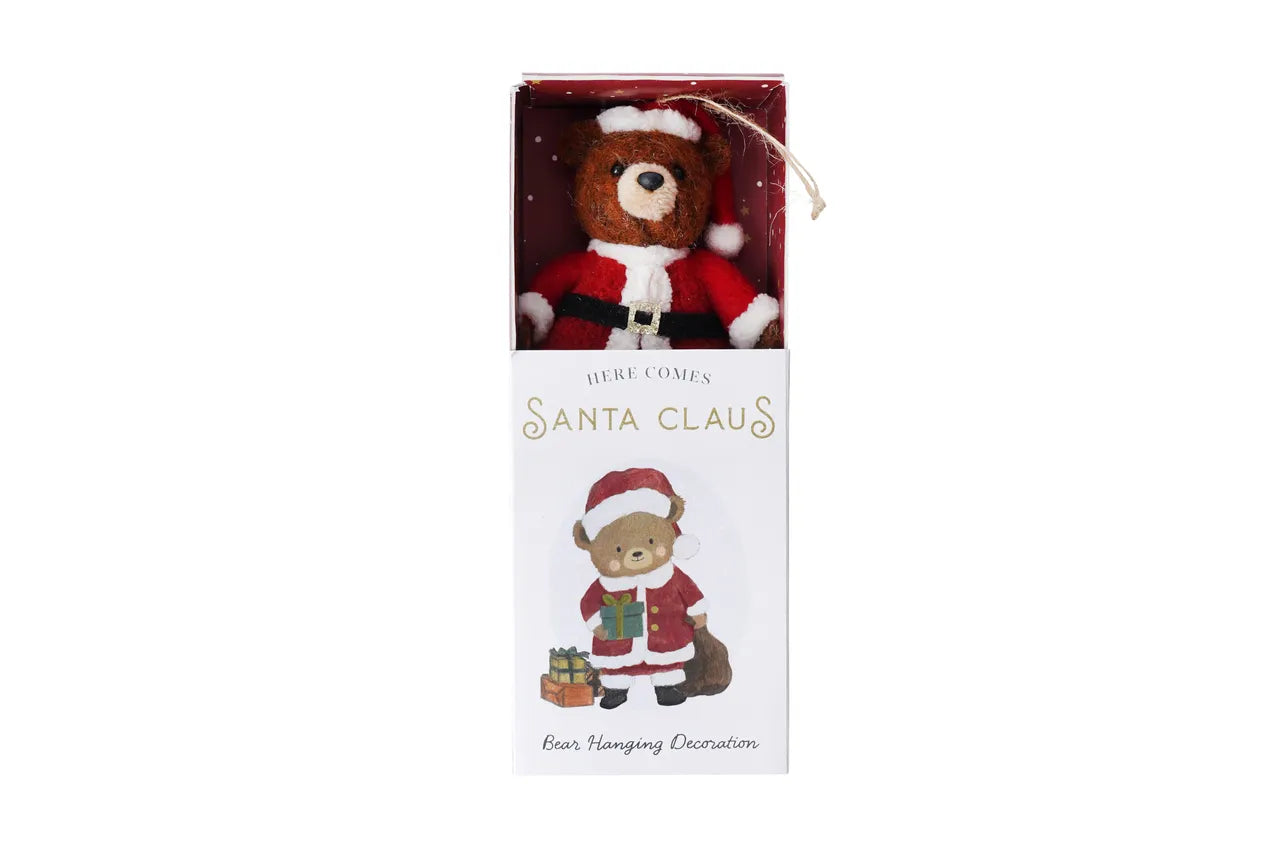 Teddy Bear Felt Christmas Tree Decoration – Santa Claus Design