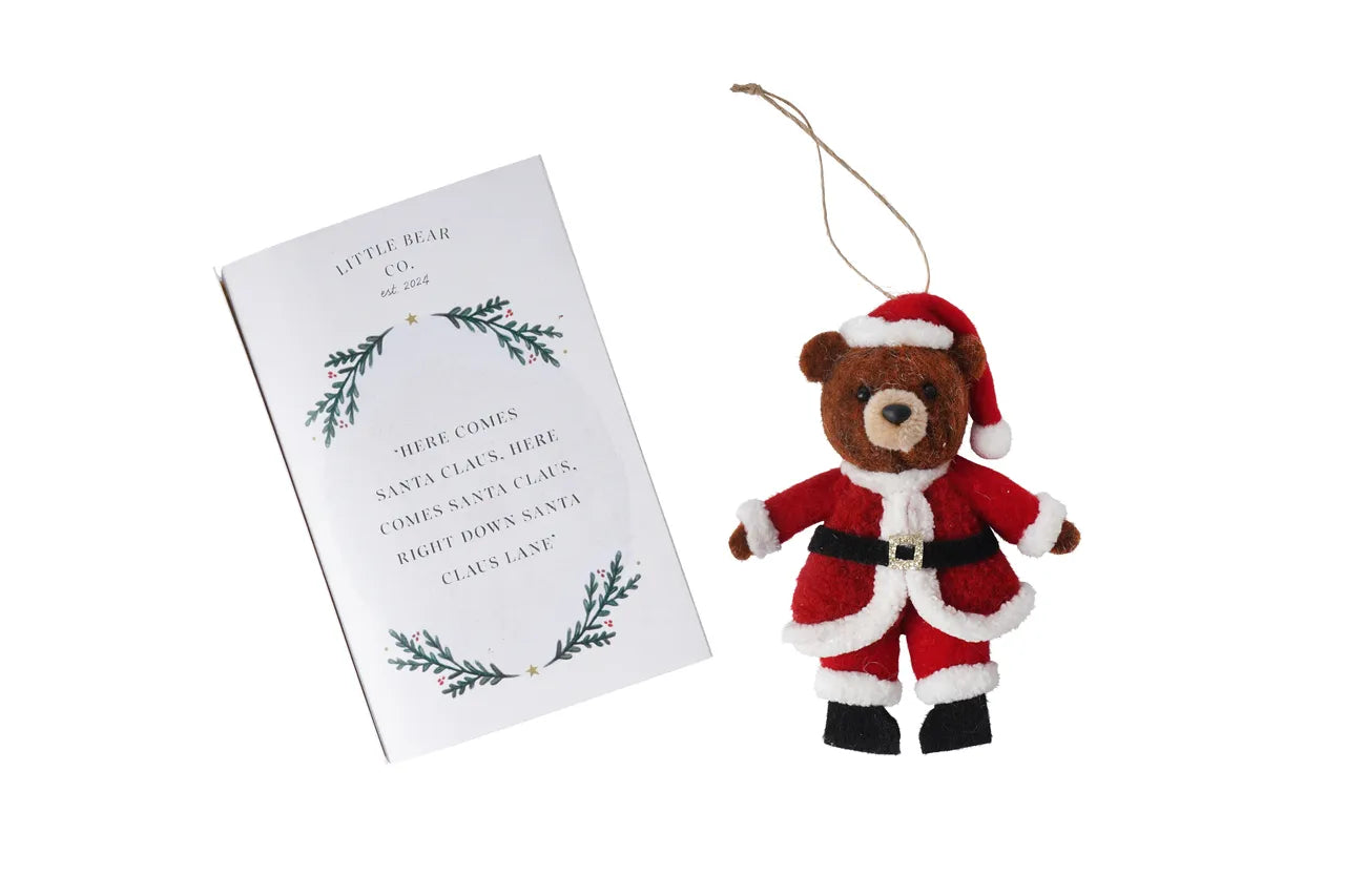 Teddy Bear Felt Christmas Tree Decoration – Santa Claus Design