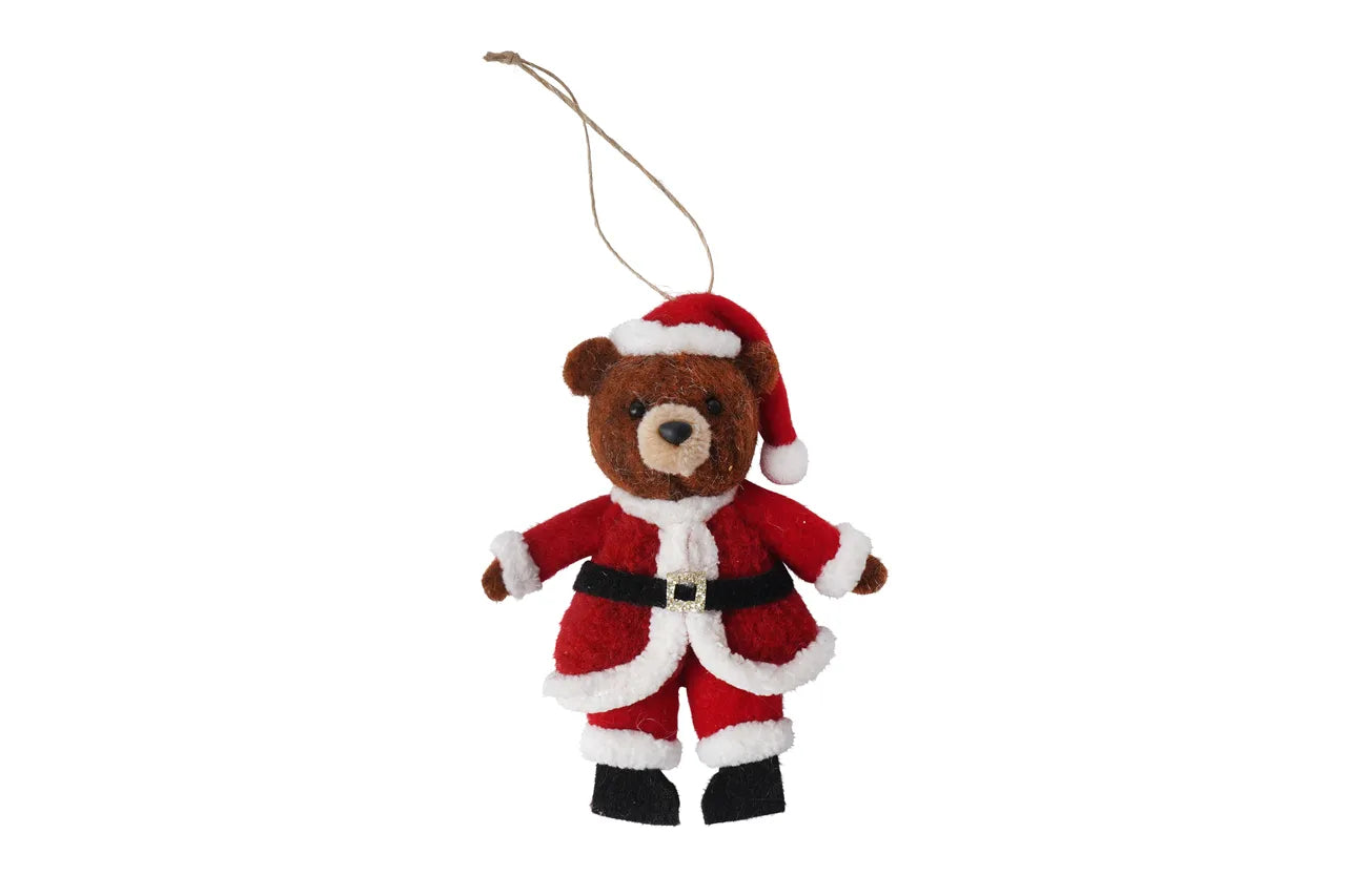 Teddy Bear Felt Christmas Tree Decoration – Santa Claus Design