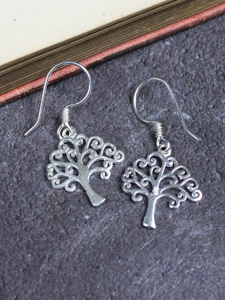 Tree of Life Drop Earrings - Sterling Silver 925